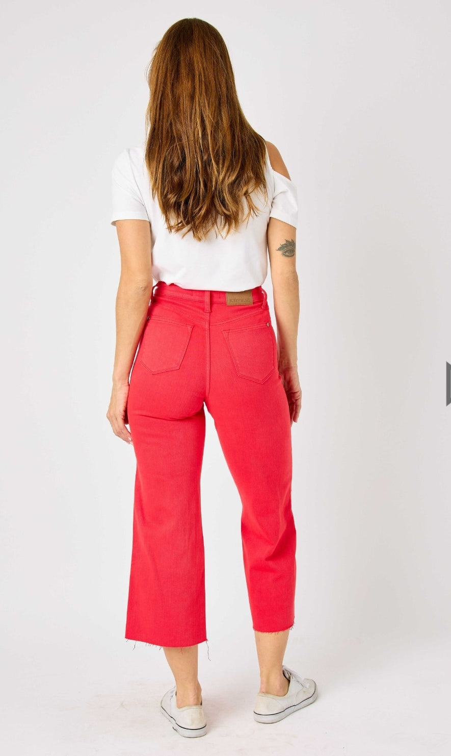 High Waist | Wide Leg Crop | Red