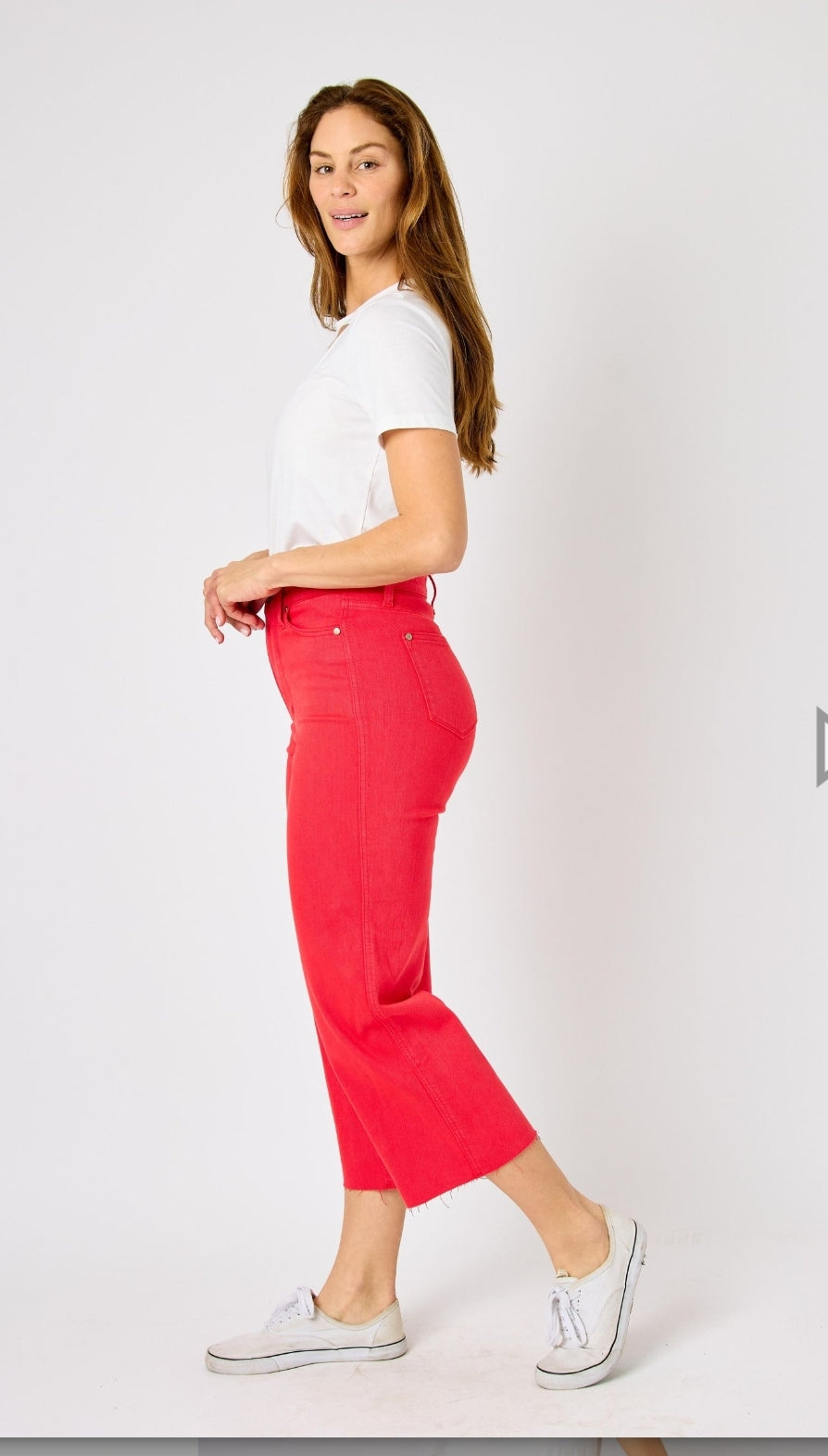 High Waist | Wide Leg Crop | Red