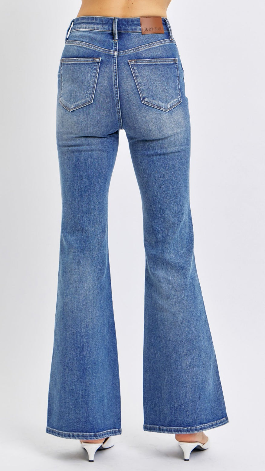 High Waist | Flare | Tummy Control Contrast Wash Jeans