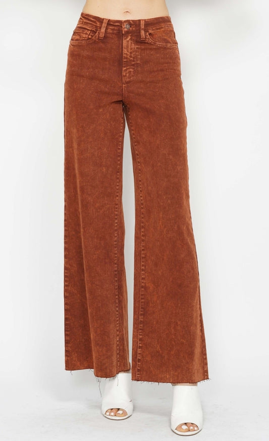 High Waist | Retro Wide | Pumpkin Spice Raw Hem Jeans