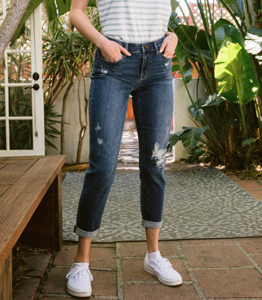 Mid-Rise | Slim | Destroyed Cuffed Jeans