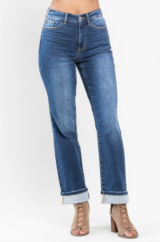 High Waist | Straight | Contrast Wash Jeans