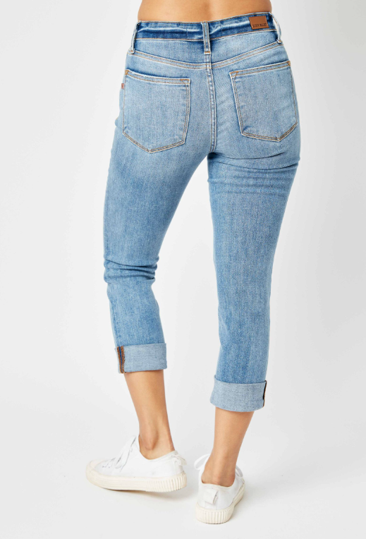 Mid Rise | Skinny | Cuffed Capri Jeans