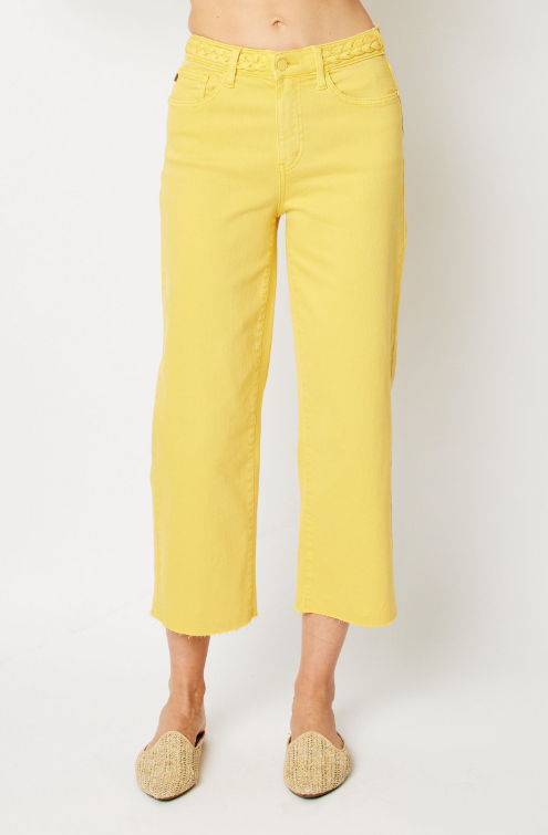 High Waist | Wide Leg Crop | Yellow