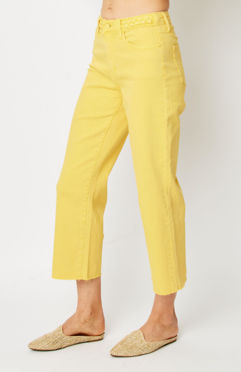 High Waist | Wide Leg Crop | Yellow