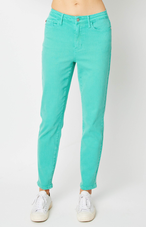 High Waist | Slim | Aquamarine Pants