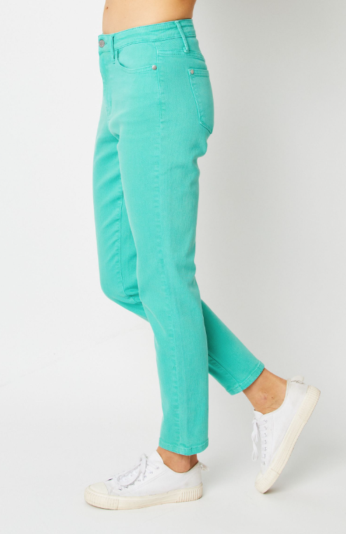 High Waist | Slim | Aquamarine Pants