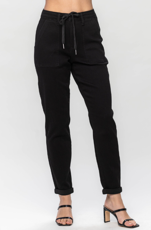 High Waist | Jogger | Jet Black Jeans