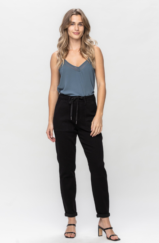 High Waist | Jogger | Jet Black Jeans