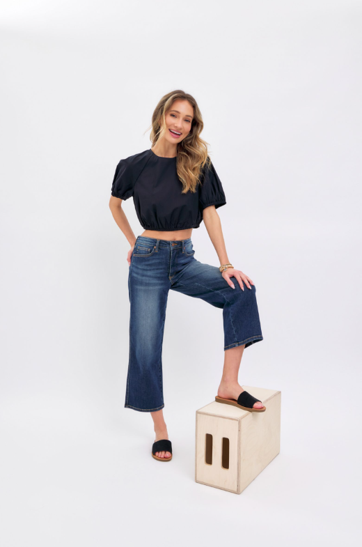 Mid-Rise | Wide Leg Crop | Tummy Control Jeans