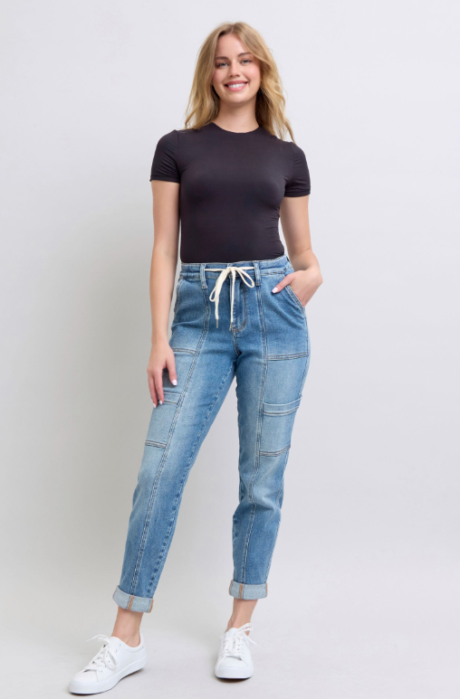 High Waist | Jogger | Cuffed Cargo Jeans