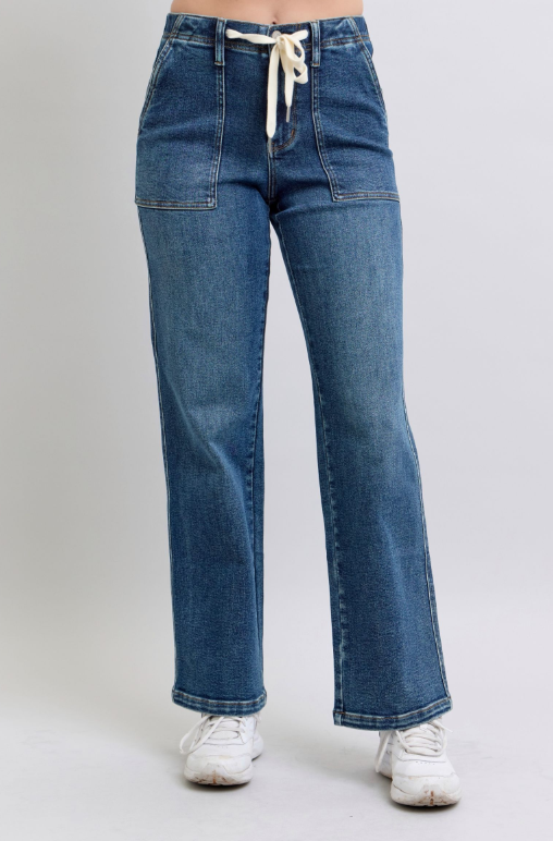 High Waist | Wide | Drawstring Jeans