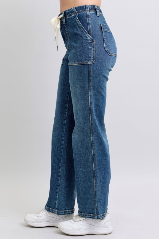 High Waist | Wide | Drawstring Jeans