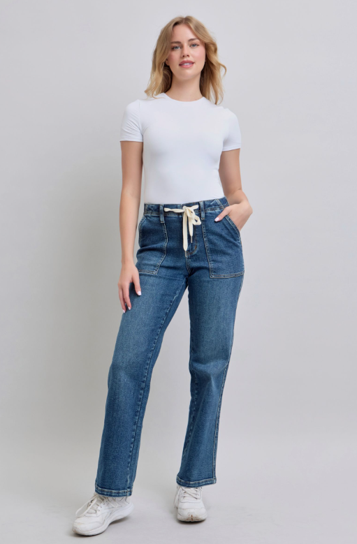 High Waist | Wide | Drawstring Jeans