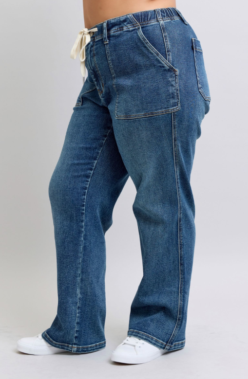 High Waist | Wide | Drawstring Jeans