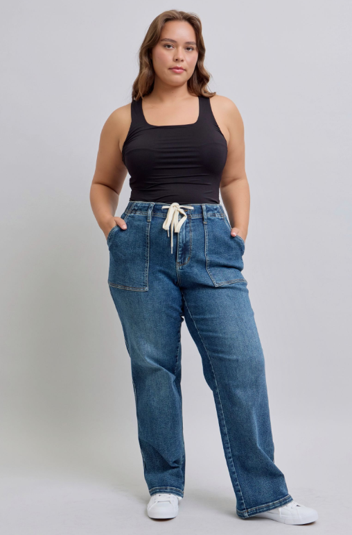 High Waist | Wide | Drawstring Jeans