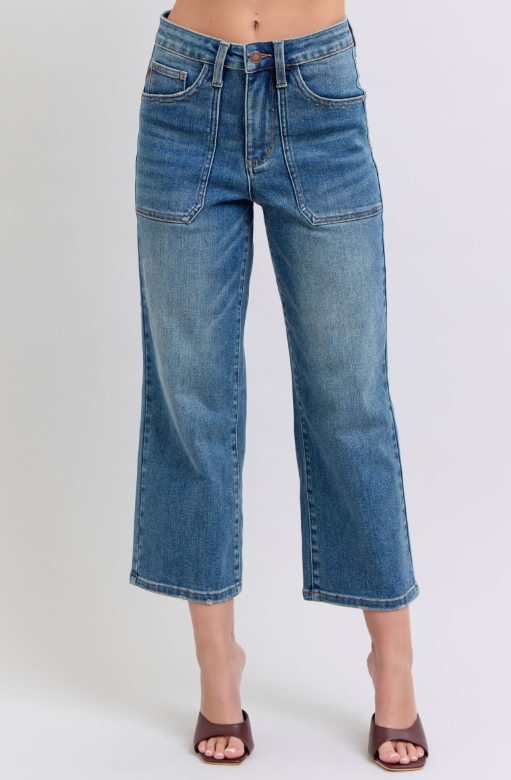 HW | Wide Crop | Utility Pocket Jeans