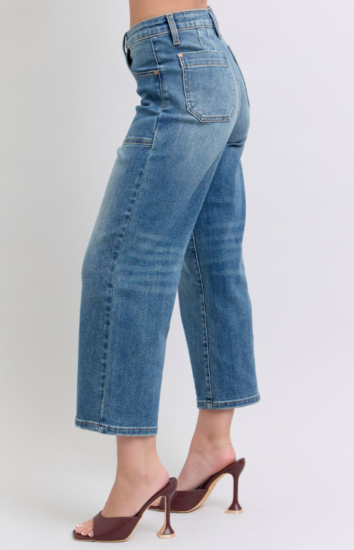 HW | Wide Crop | Utility Pocket Jeans