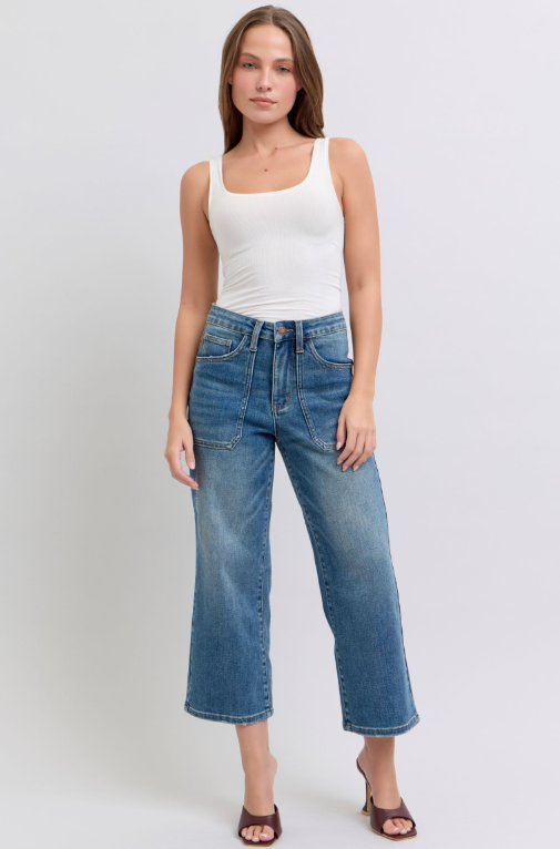 HW | Wide Crop | Utility Pocket Jeans