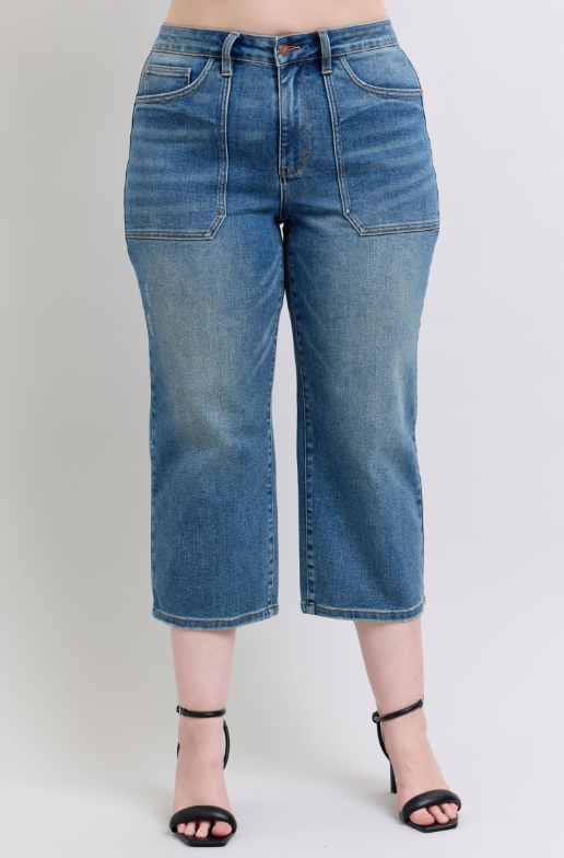 HW | Wide Crop | Utility Pocket Jeans