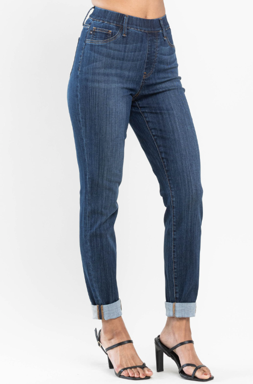 High Waist | Slim | Pull-On Double Cuff Jeans