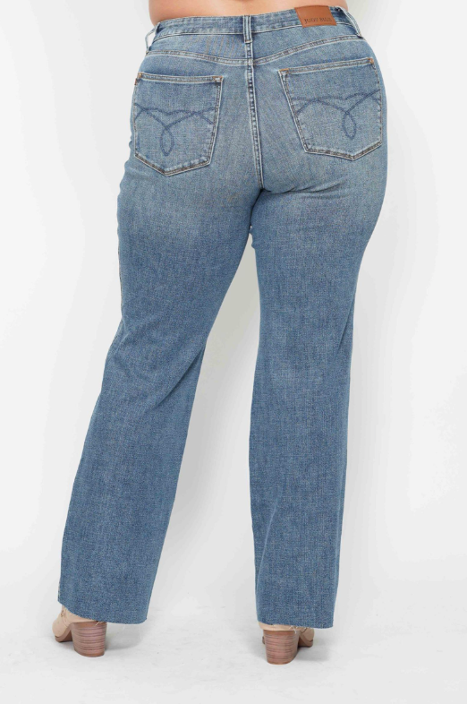 High Waist | Straight | Tummy Control Raw Hem Jeans