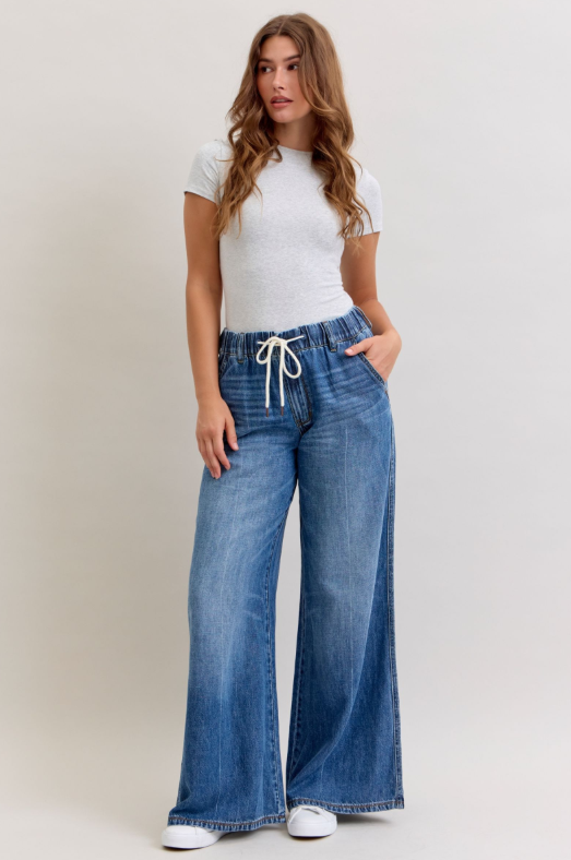 HW | Palazzo | Featherweight Drawstring Jeans
