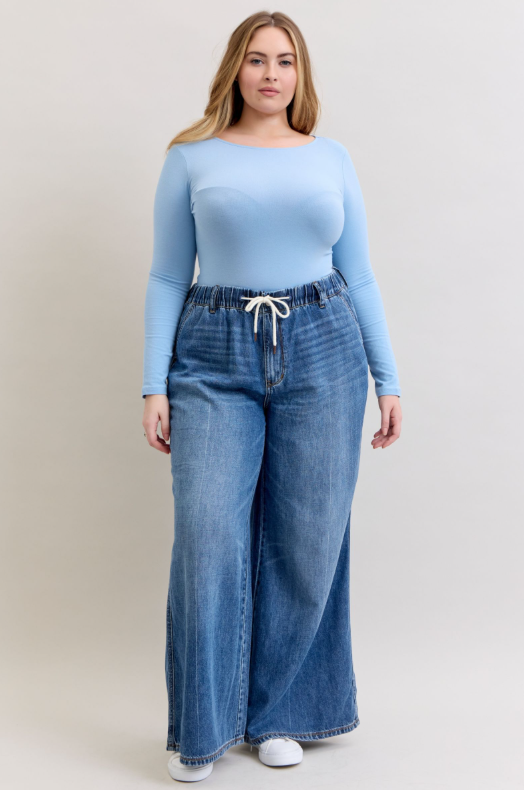 HW | Palazzo | Featherweight Drawstring Jeans