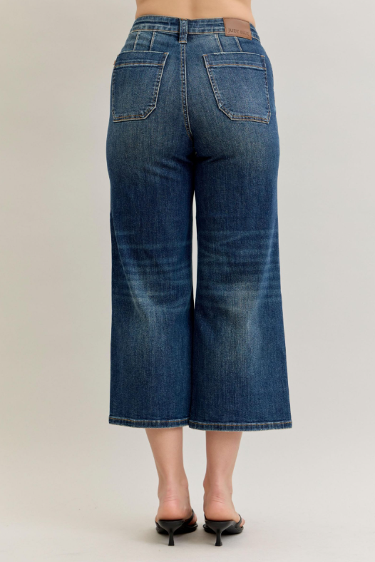High Waist | Wide Crop | Utility & Patch Pocket Jeans