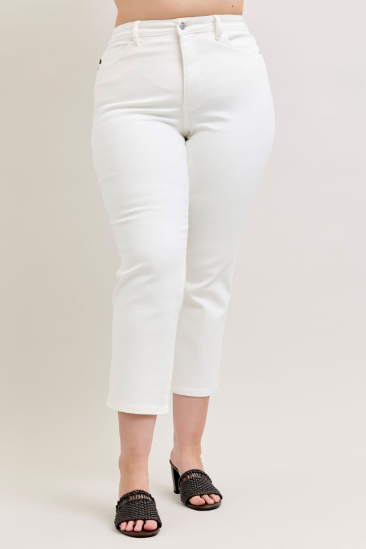 High Waist | Straight | Tummy Control White Ankle Pants
