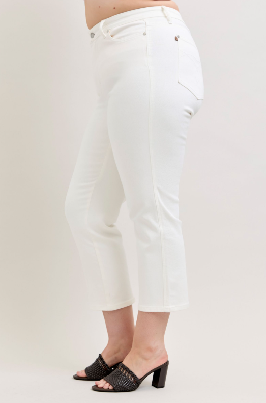 High Waist | Straight | Tummy Control White Ankle Pants