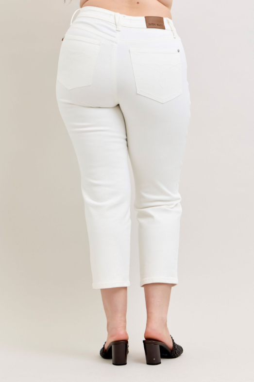 High Waist | Straight | Tummy Control White Ankle Pants