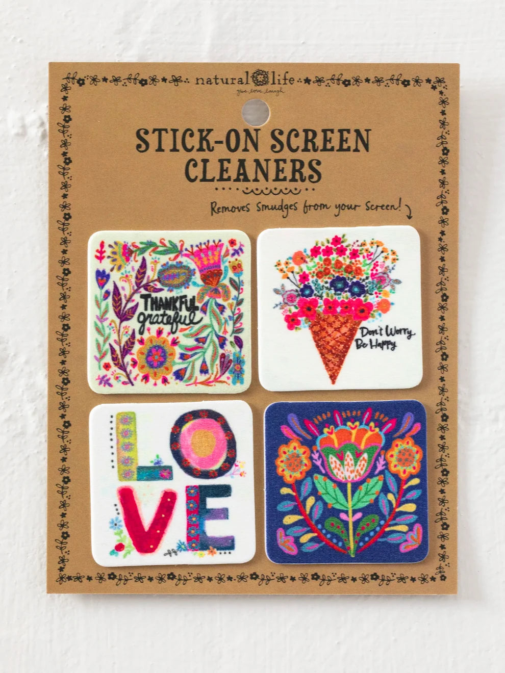 Stick-On Screen Cleaner, Set of 4 | Thankful Grateful