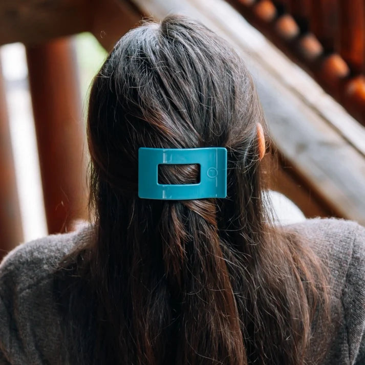 Teleties Flat Rectangle Hair Clip | Teal With It