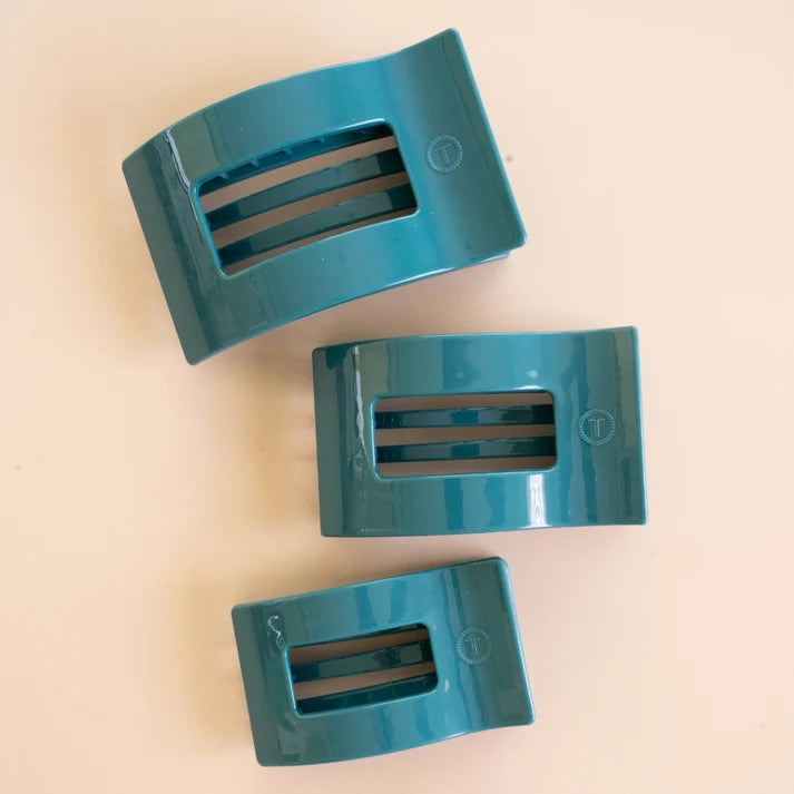Teleties Flat Rectangle Hair Clip | Teal With It