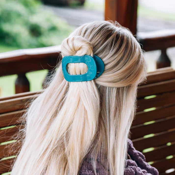 Teleties Flat Round Hair Clip | Teal With It