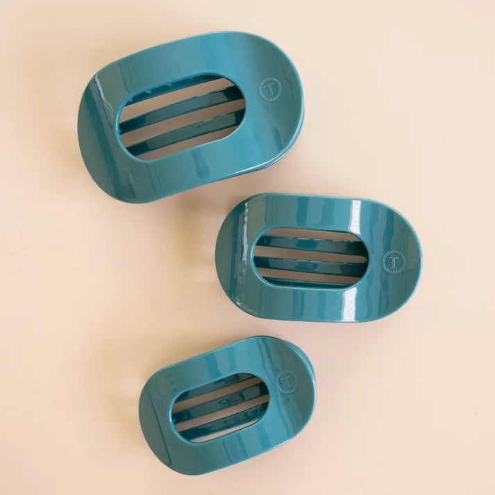 Teleties Flat Round Hair Clip | Teal With It