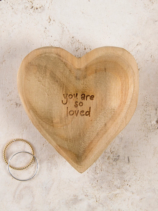 Wooden Heart Trinket Jewelry Dish