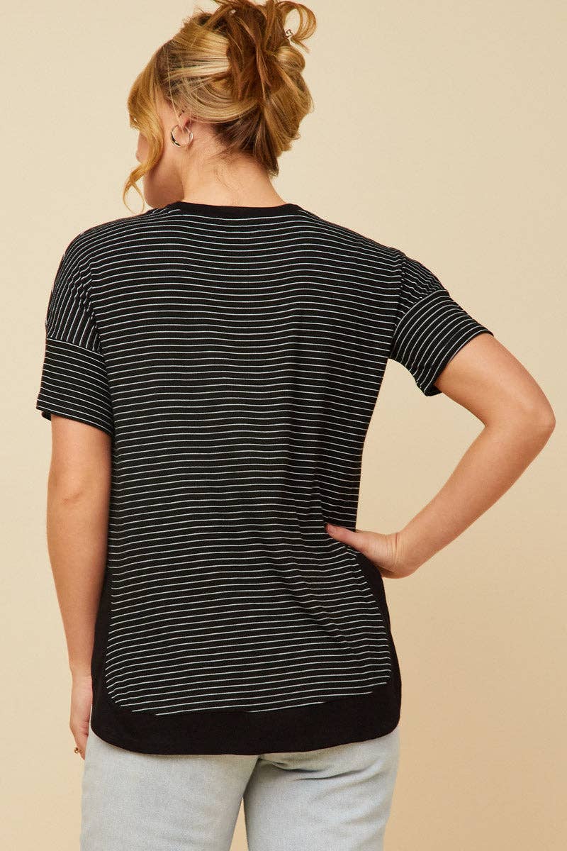 Striped Banded Dolman Top