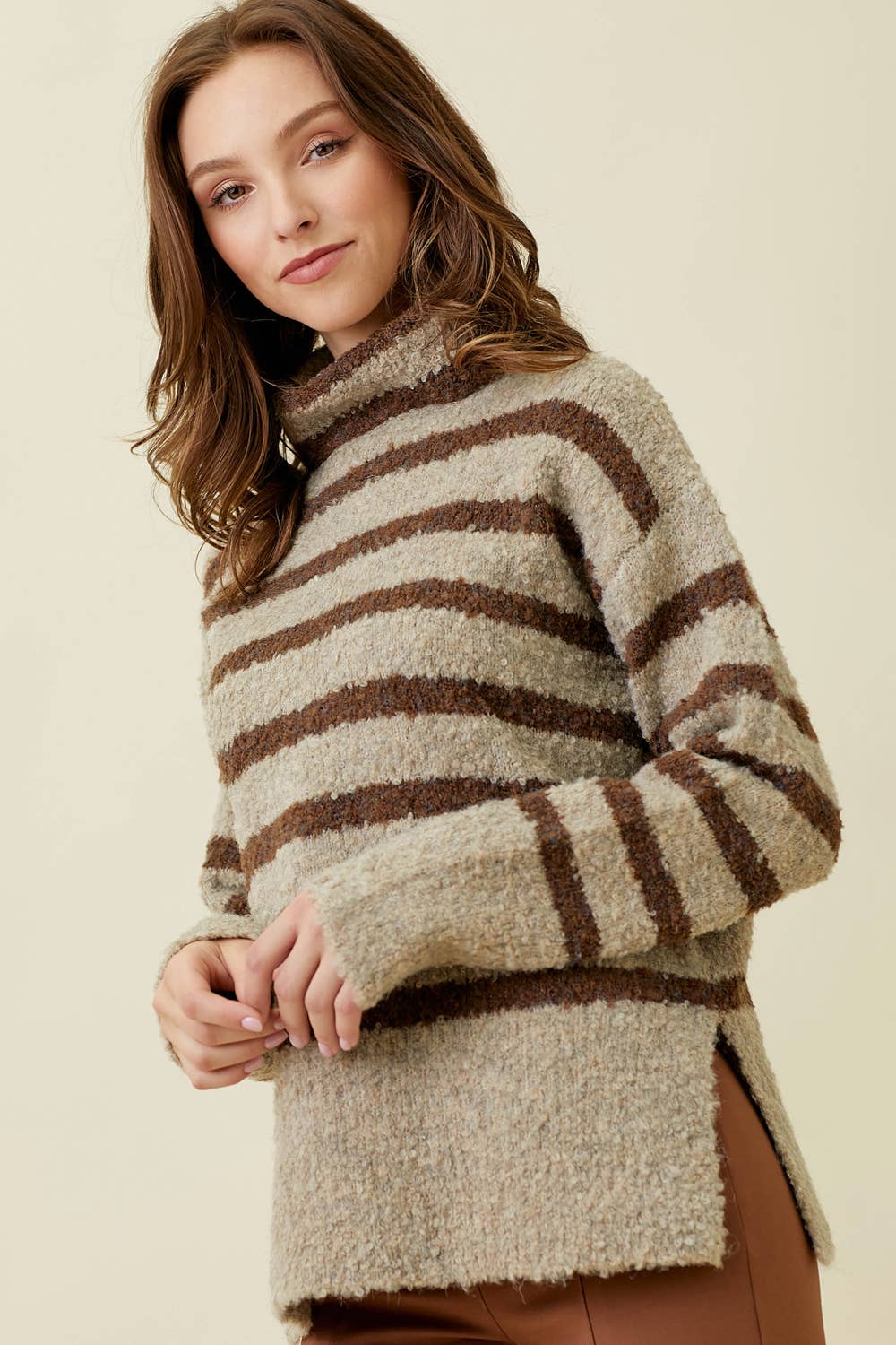 Stripe Turtleneck Sweater