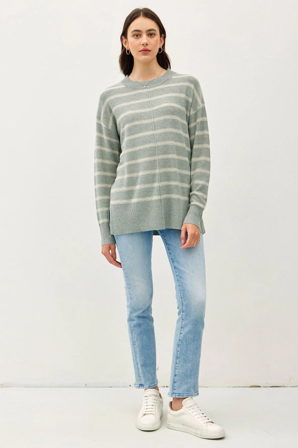 Oversized Brush Striped Basic Sweater