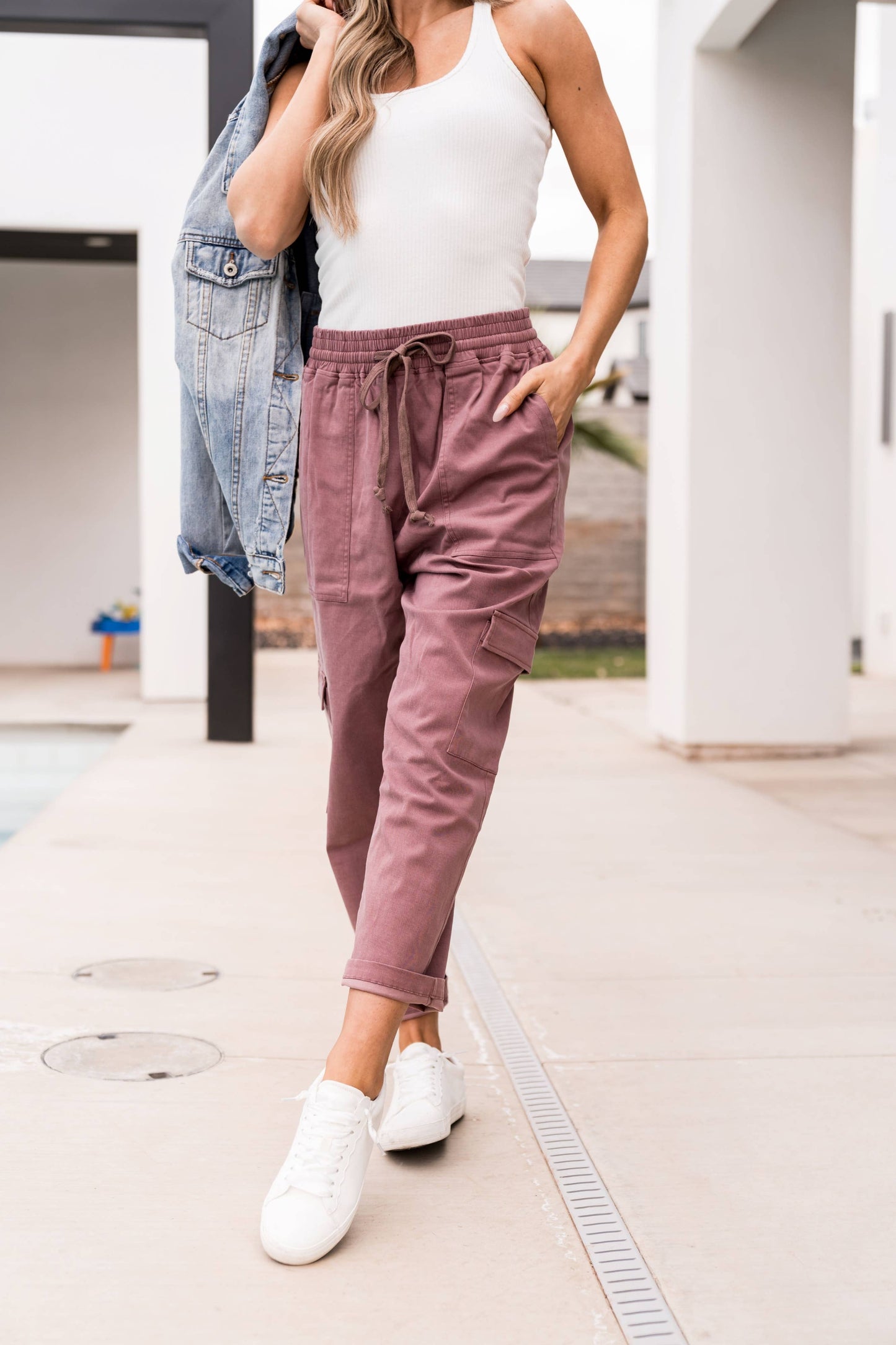 Cargo Crop Pants | Mauve