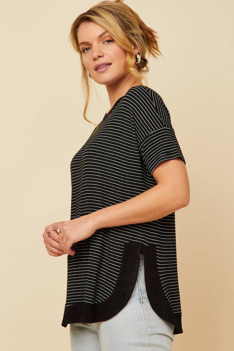 Striped Banded Dolman Top