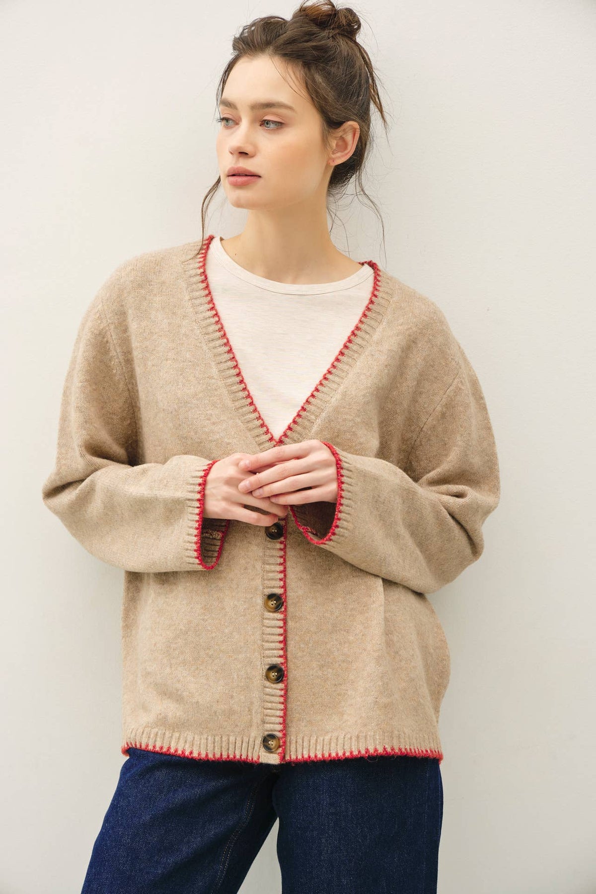 Wool Blend Boxy Cardigan