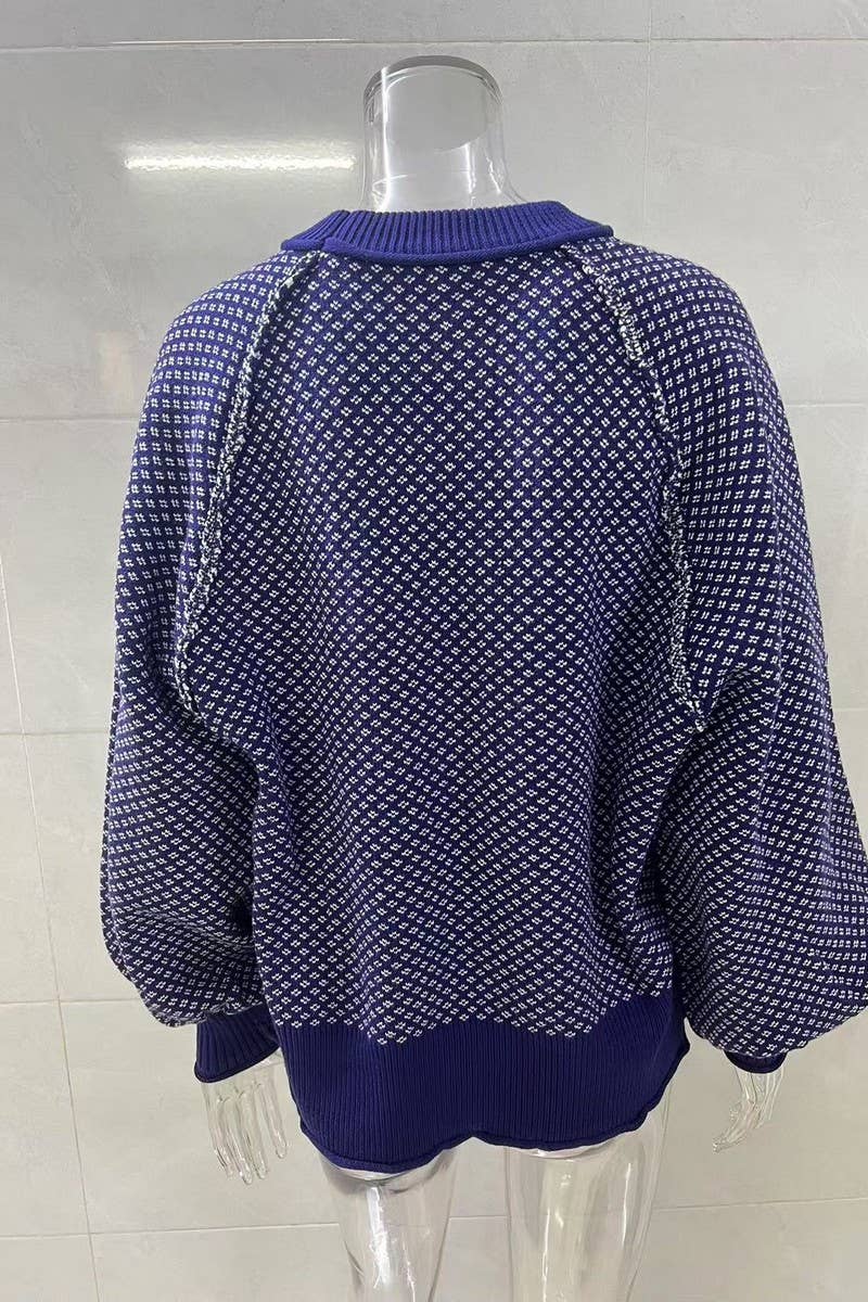 Jacquard Crew Neck Sweater