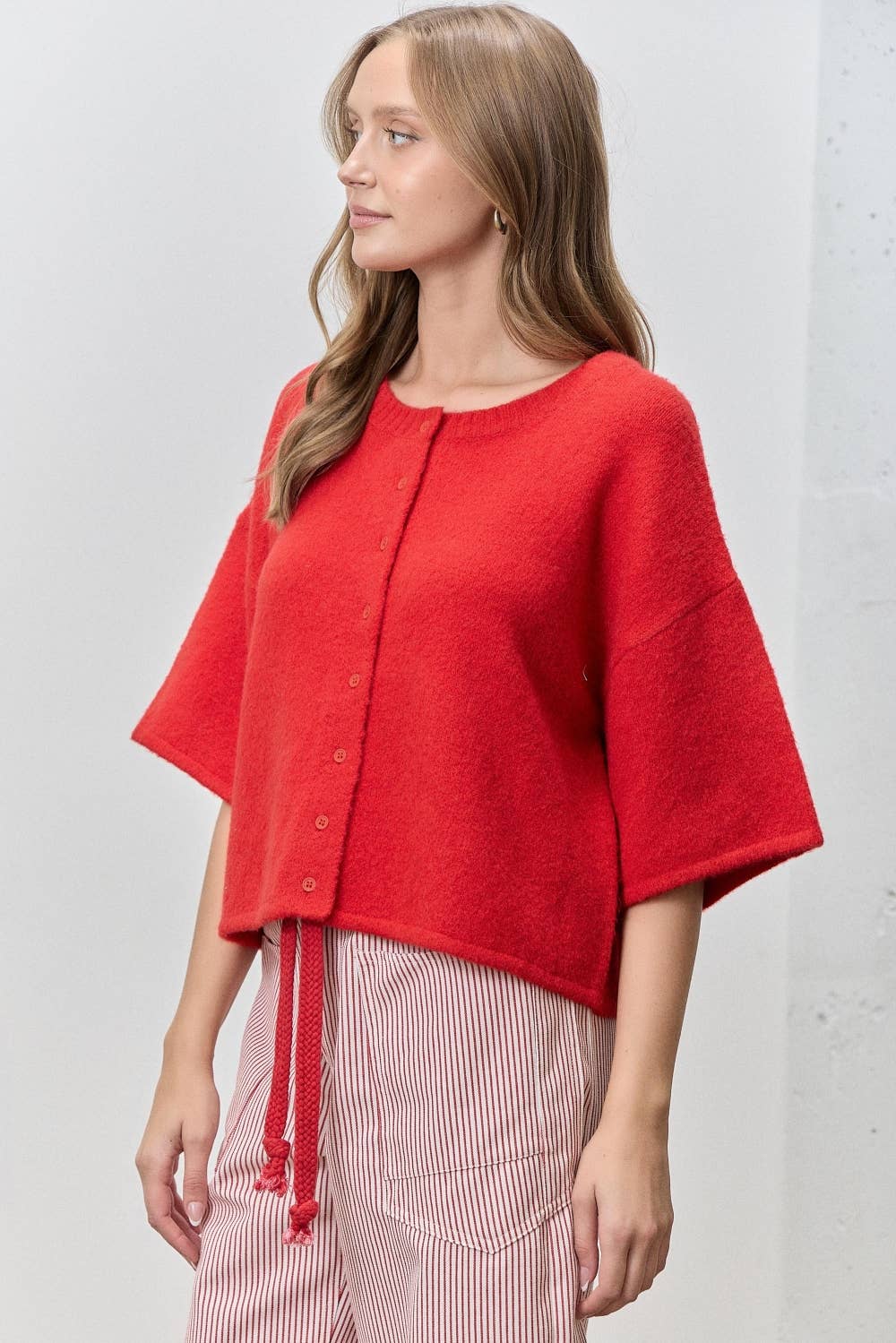 Short Sleeve Knit Cardigan
