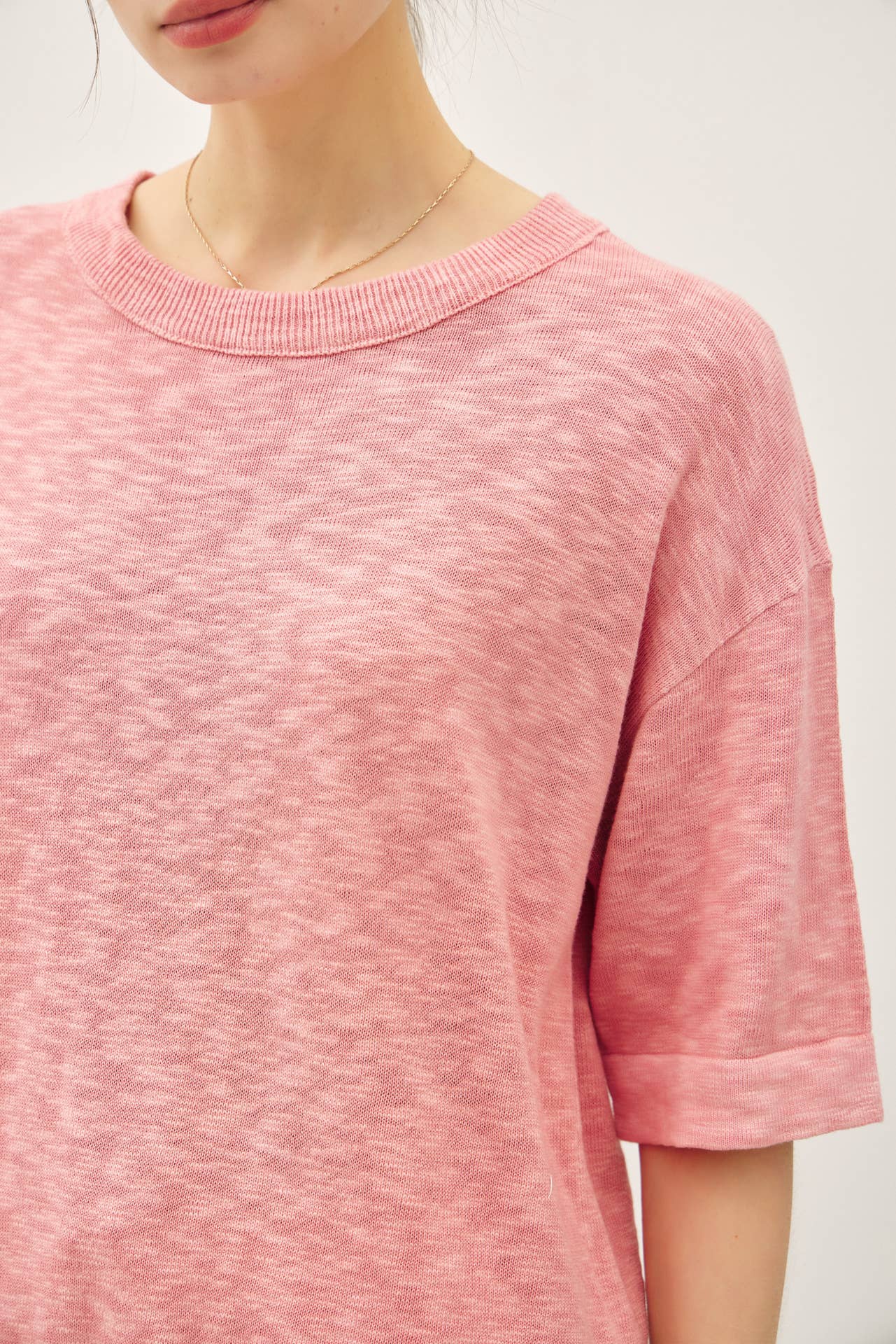 Slub Sweater Top | Rose