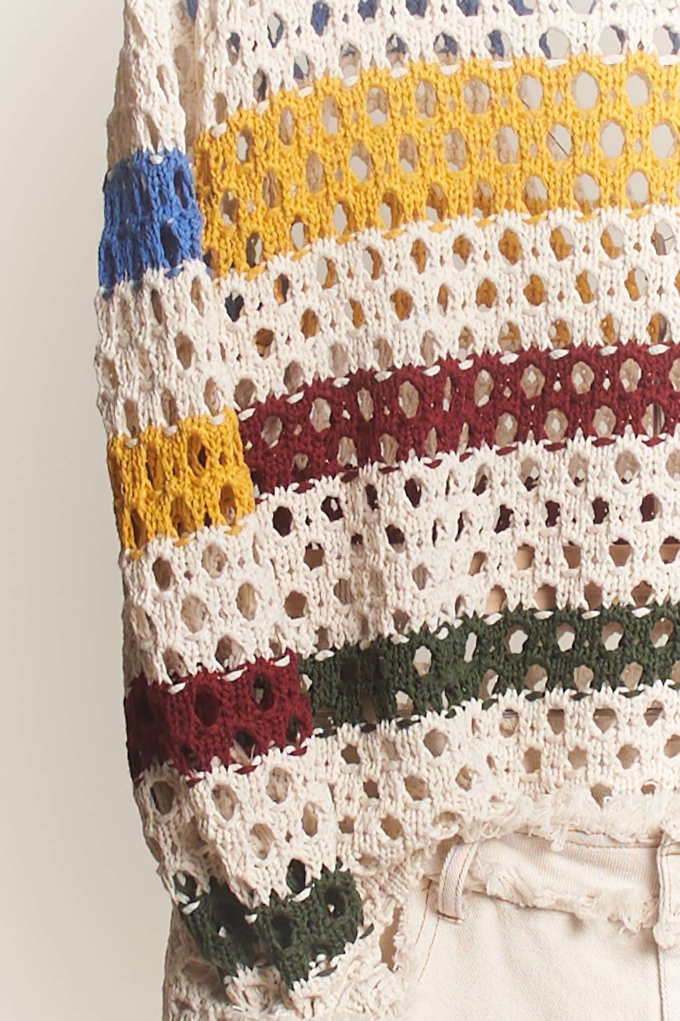 Multi Stripe Collared Knit Sweater Top