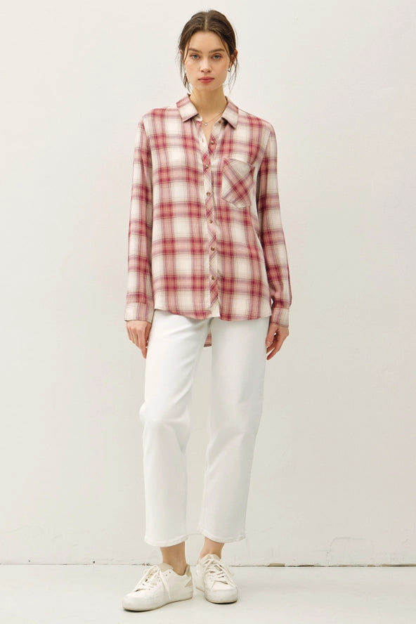 Plaid Button Down | Wine