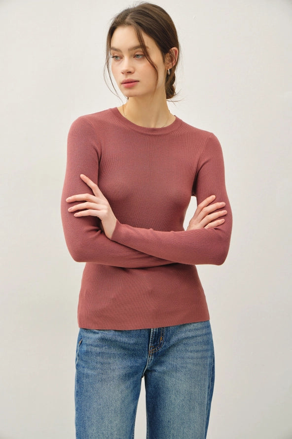 Solid Rib Knit Pullover